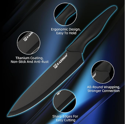 16 Pieces Kitchen Knife Block Set With Build-in Knife Sharpener